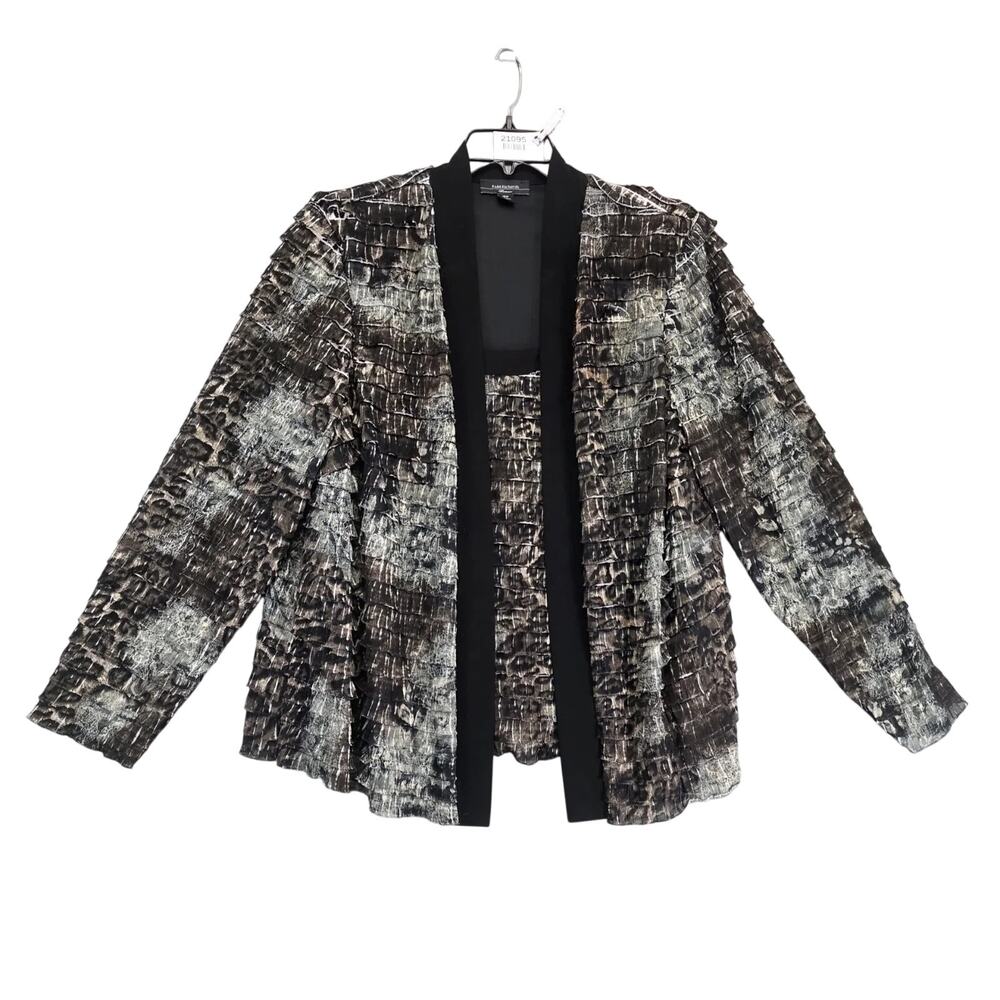 Vtg R&M Richards Layered Ruffle Attached Tank Jacket Women's 18W Animal Print